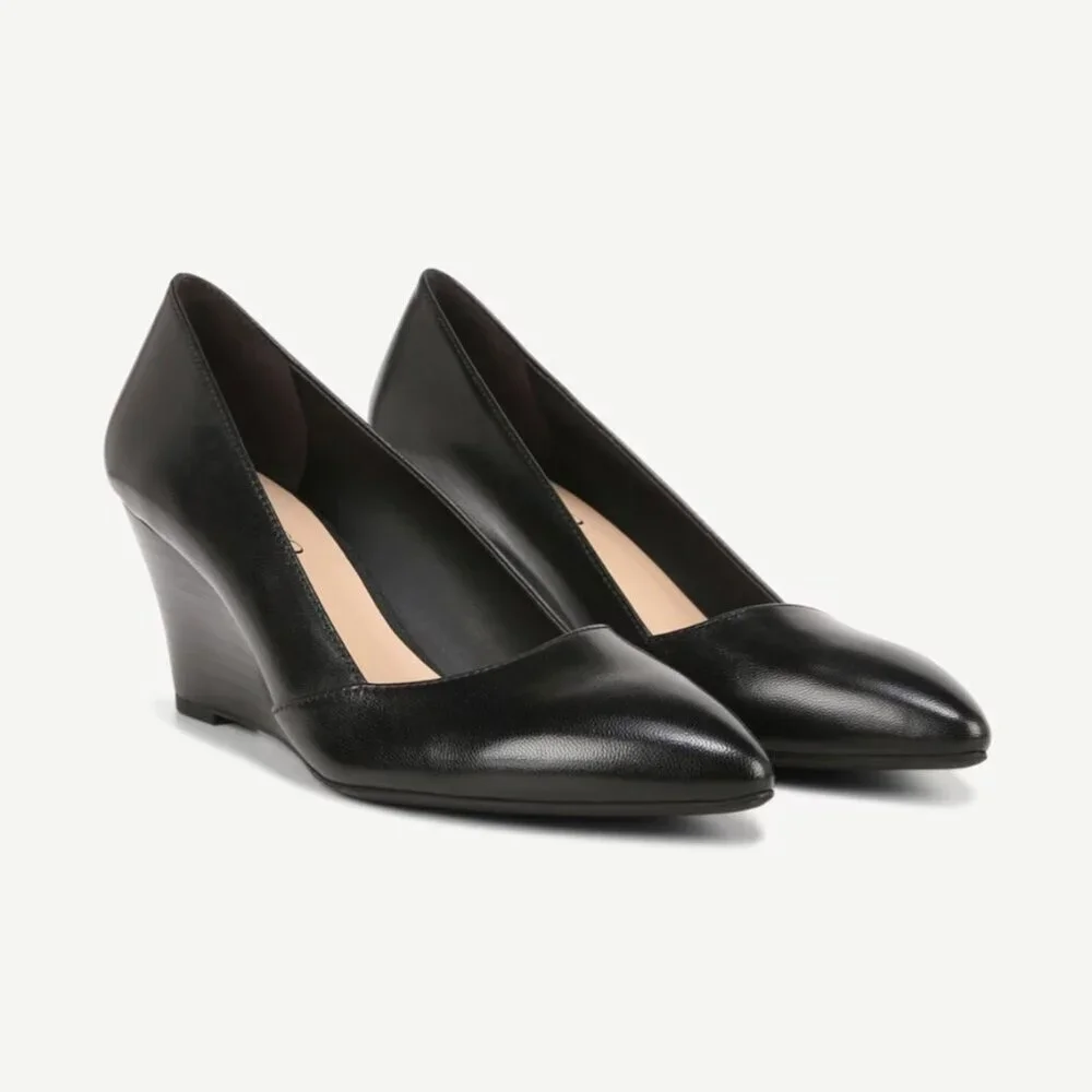 FRANCO SARTO Frankie Wedge Pumps In Black Leather